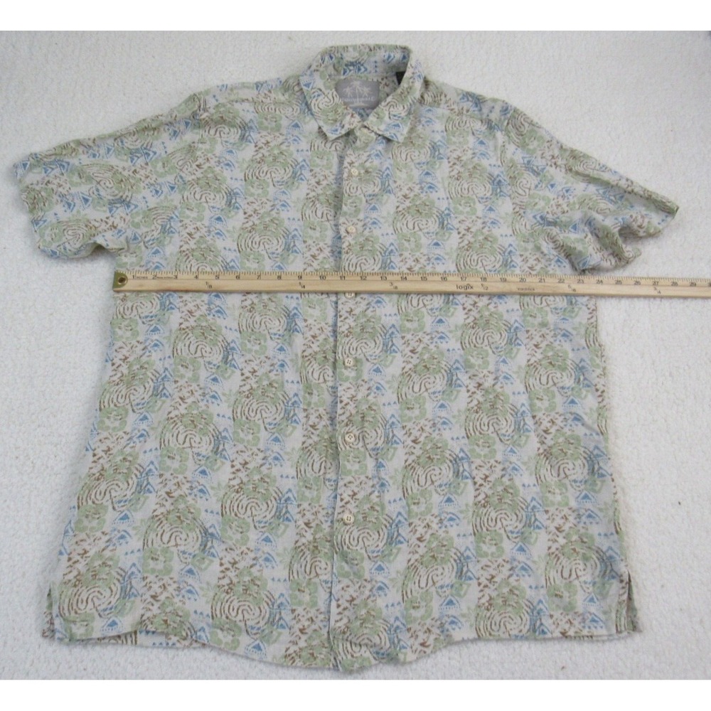 Margaritaville Shirt Men XL Silk Linen Short Sleeve Tropical Print Hawaiian - Picture 4 of 10